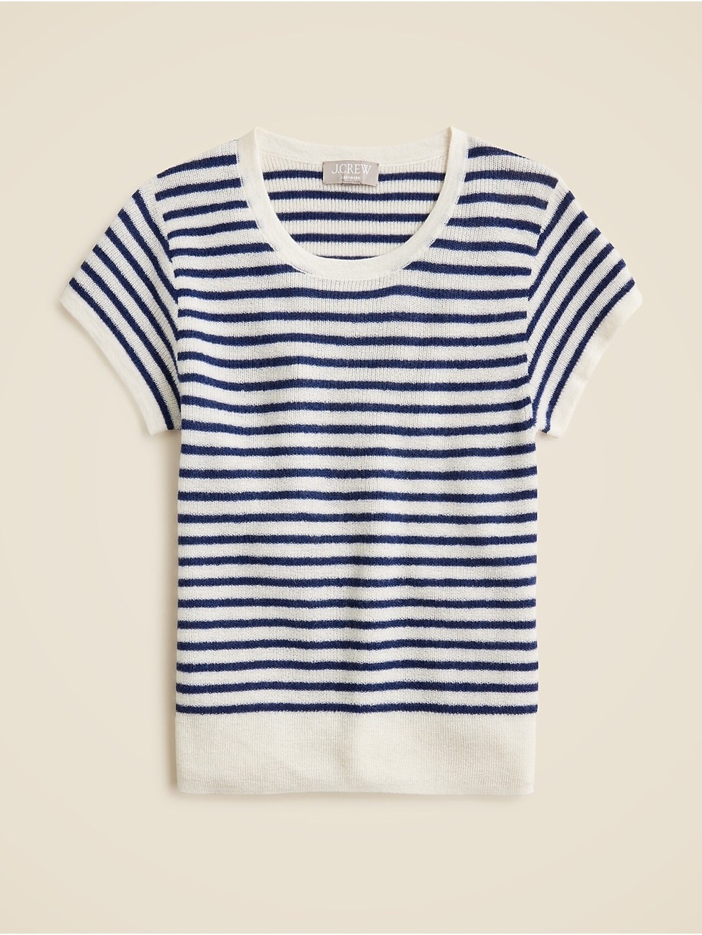 J. Crew Navy & White Striped Short Sleeve Sweater Small